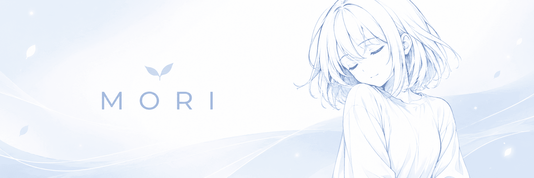 Mori, drawn in ice blue line on a porcelain ground
