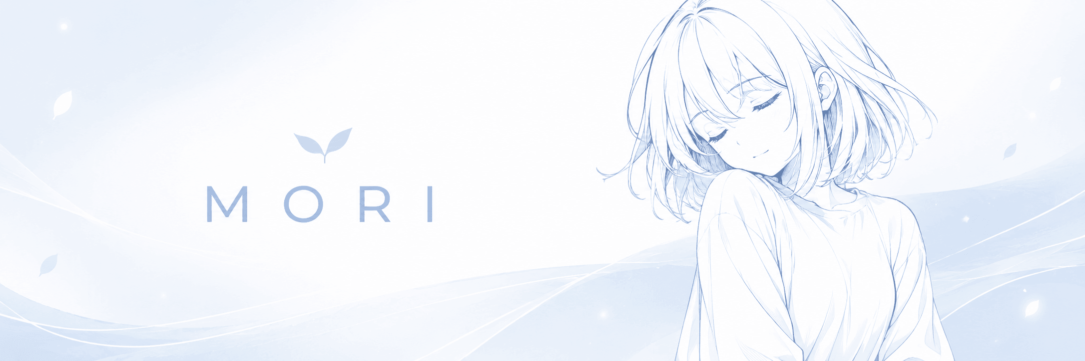 Mori, drawn in ice blue line on a porcelain ground